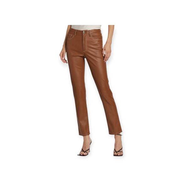 Staud Elliot Brown Faux Leather Pants - Picture 3 of 16